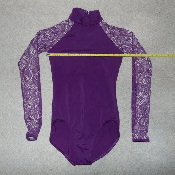 Balera Maroon Lace Long Sleeve Leotard SA - Picture 7 of 7